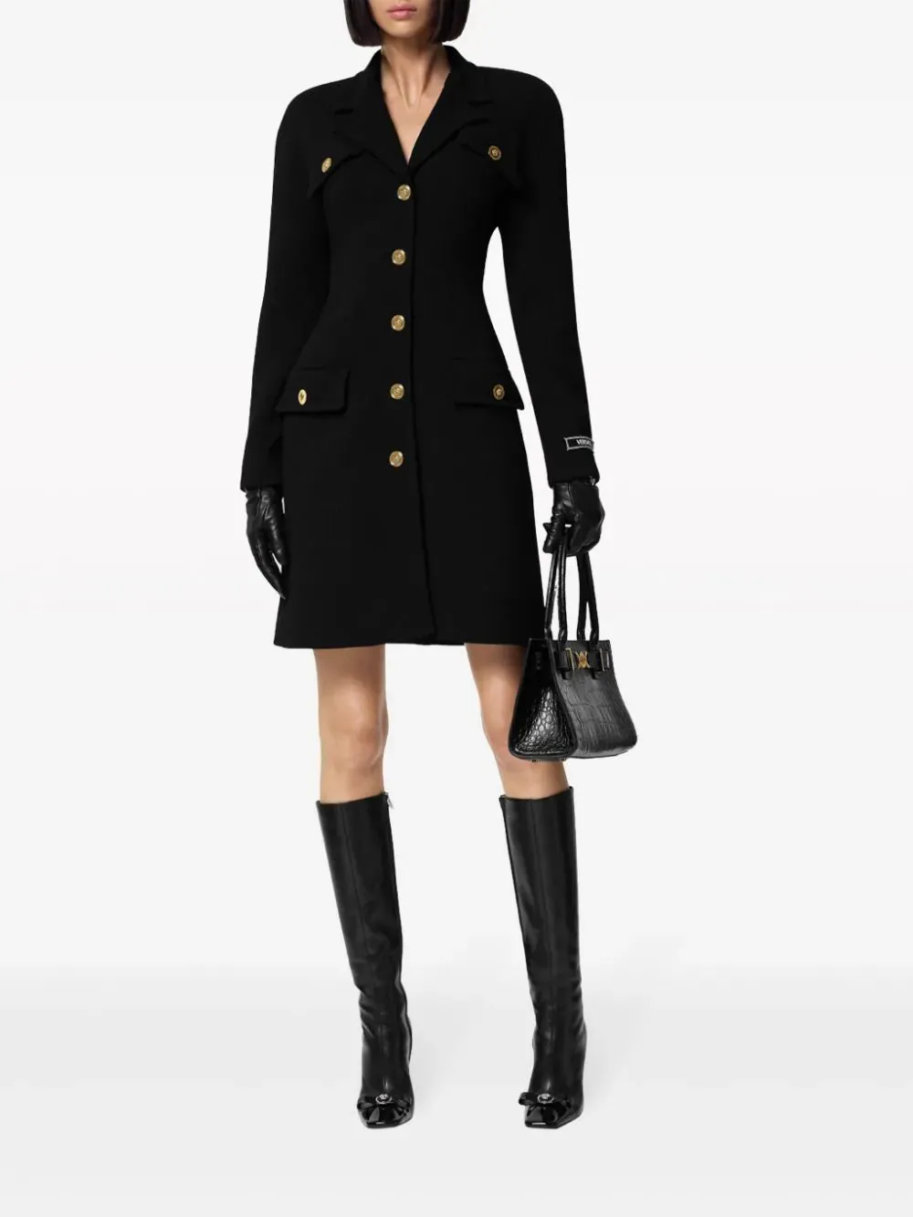 Versace Black Wool Raglan Coat