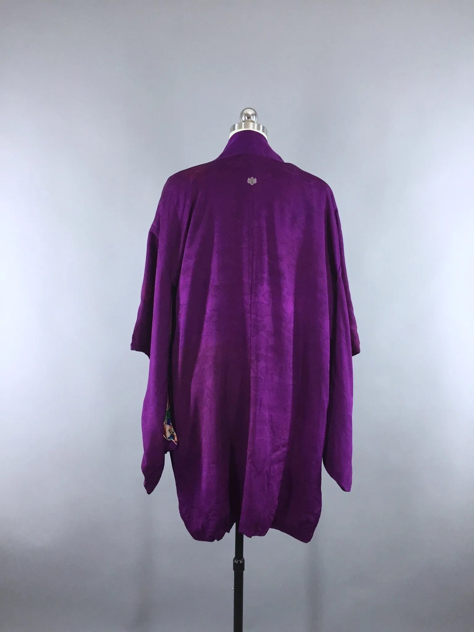 Vintage 1930s Silk Haori Kimono Cardigan / Deep Purple