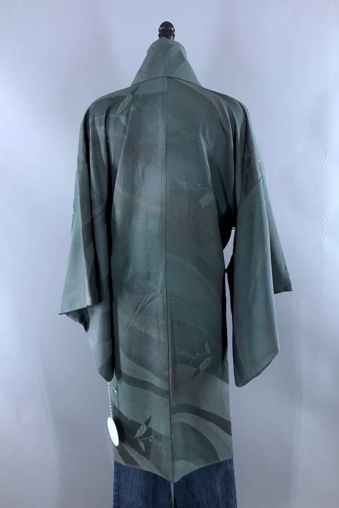 Vintage Heather Green Silk Kimono Cardigan