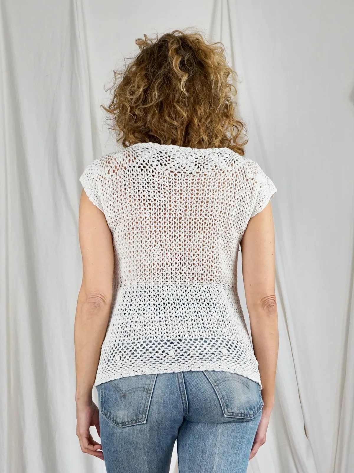 Vintage Vanilla Crochet Knit Top