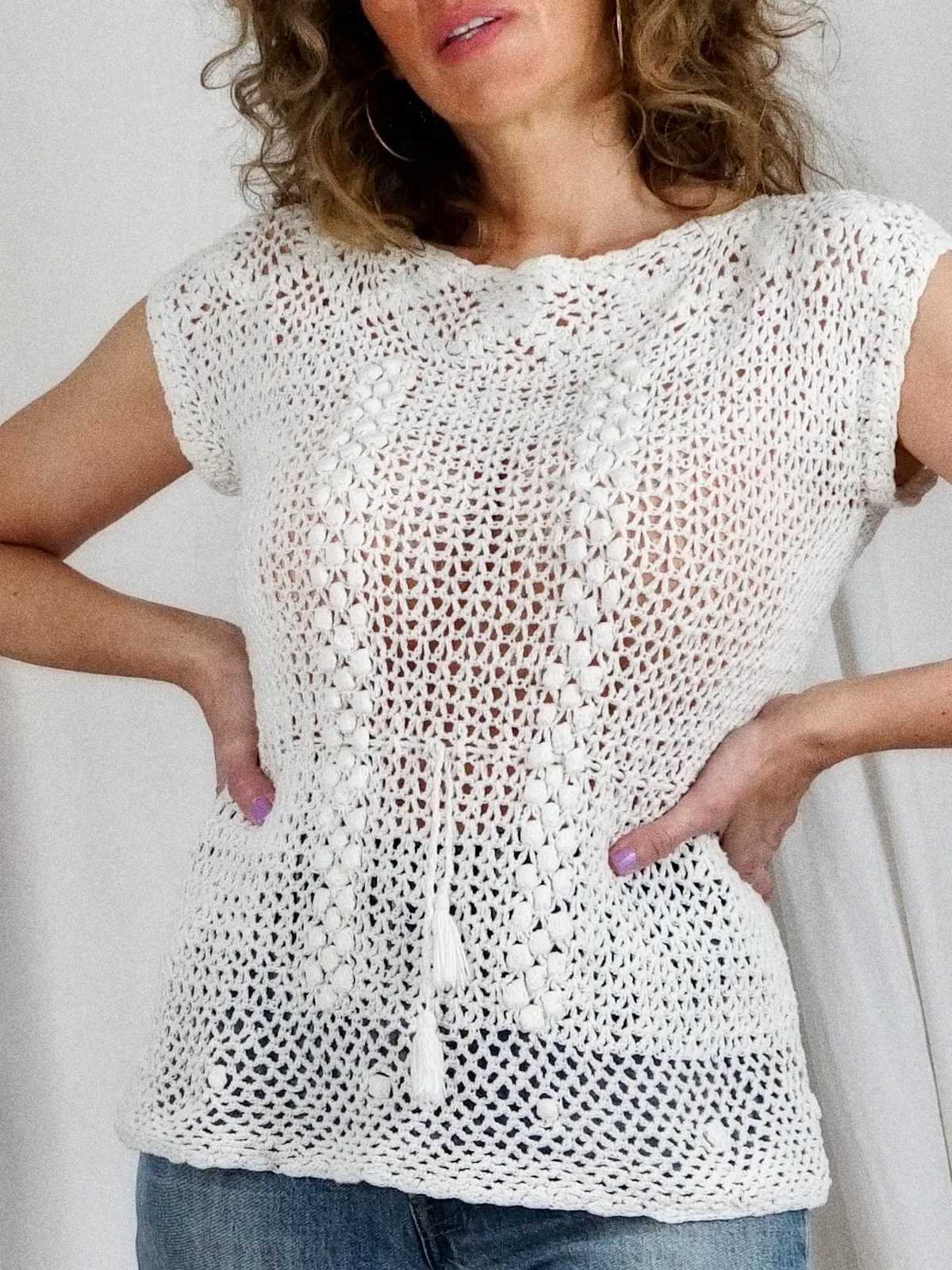 Vintage Vanilla Crochet Knit Top