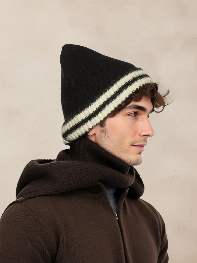 Warm Aesthetic Striped Knit Beanie