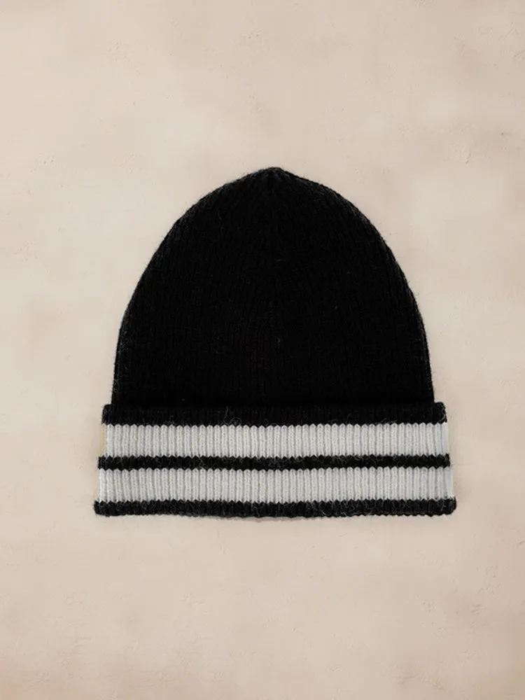 Warm Aesthetic Striped Knit Beanie