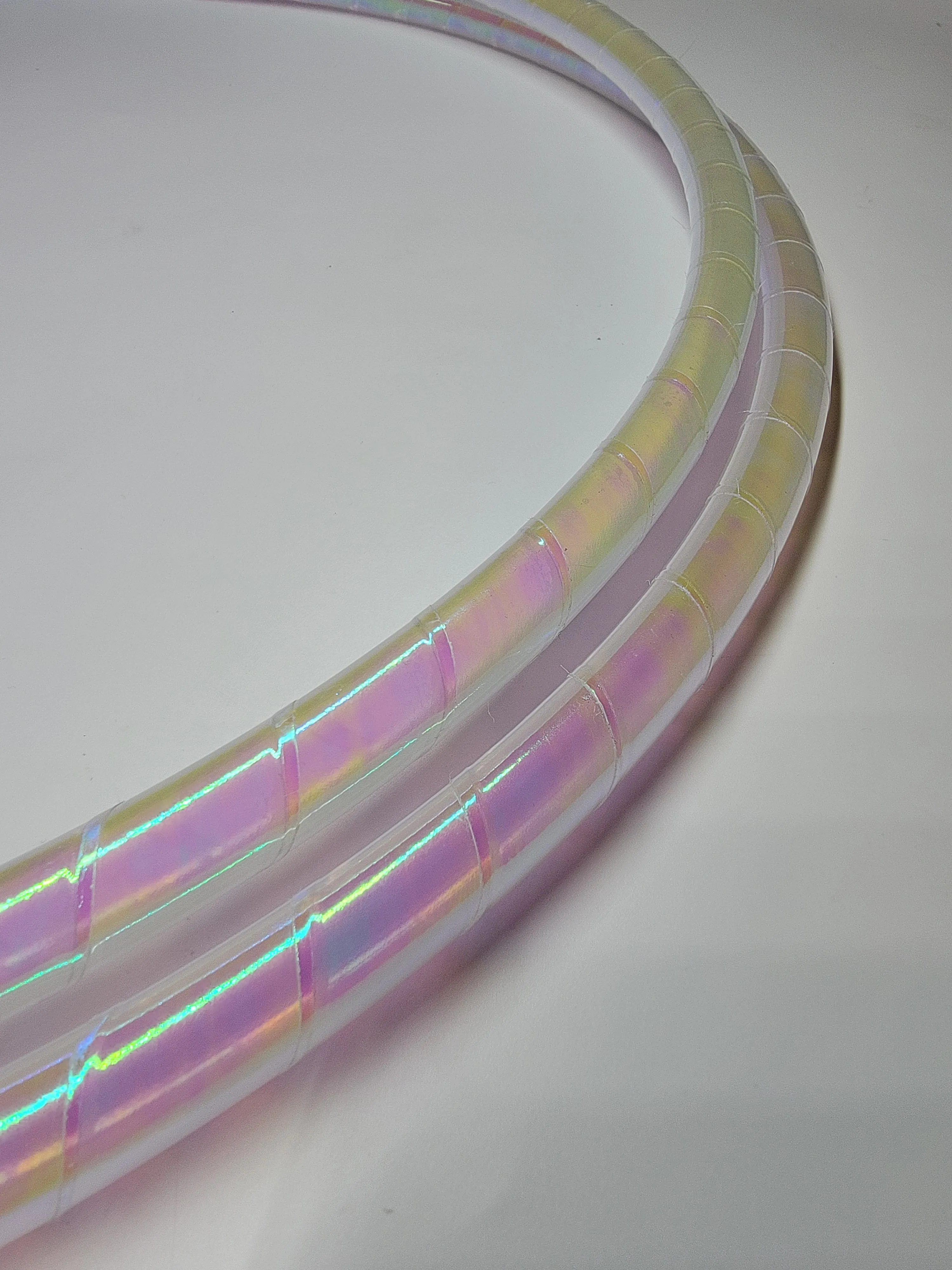 White Pearlescent Taped Hula Hoop