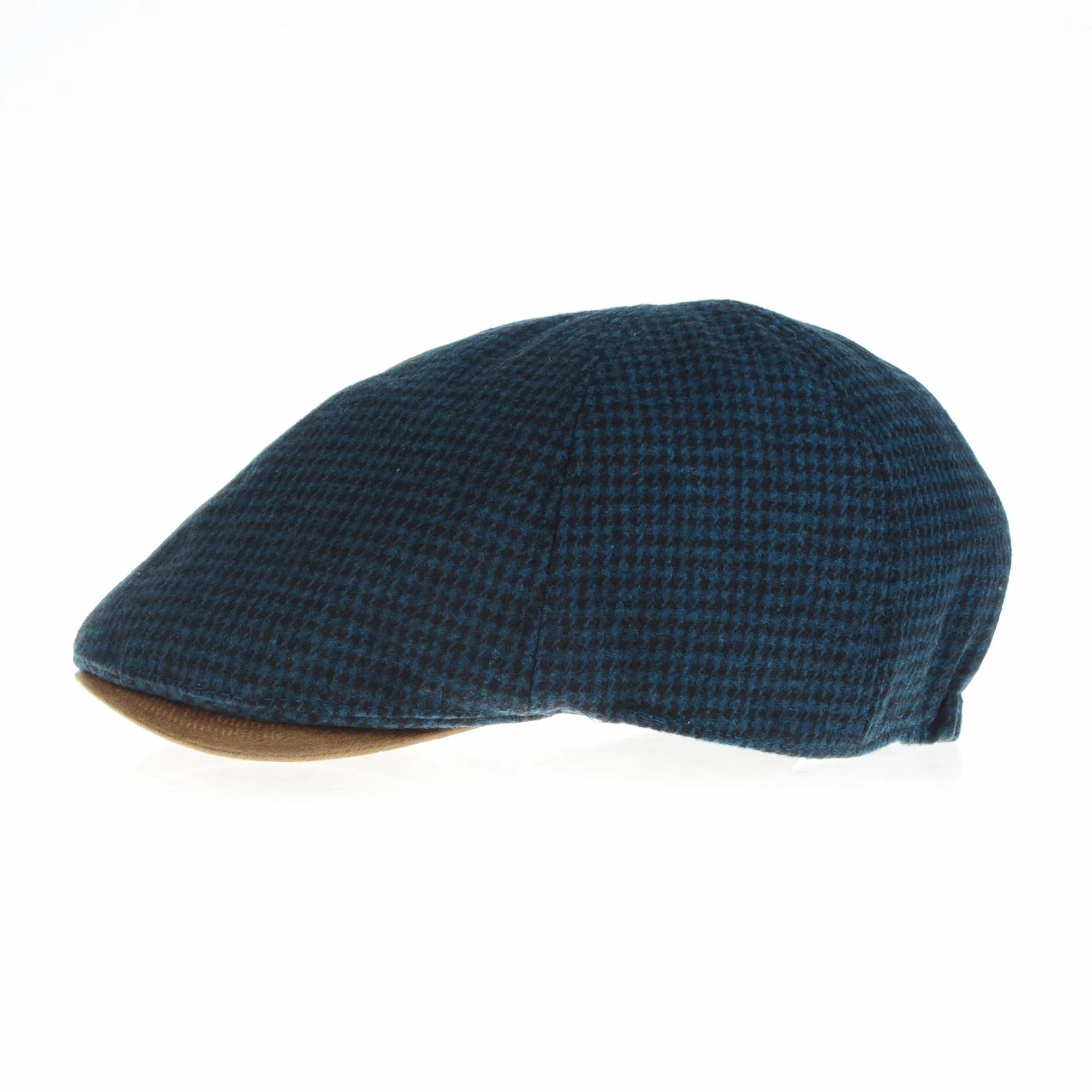 Winter Tweed Houndstooth Newsboy Hat Faux Leather Brim Flat Cap SL3019