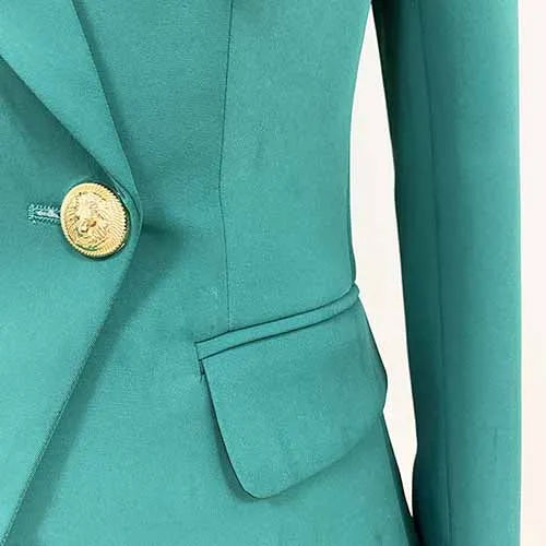 Women Coats Teal Jacket Long Sleeves Blazer Breasted Coat