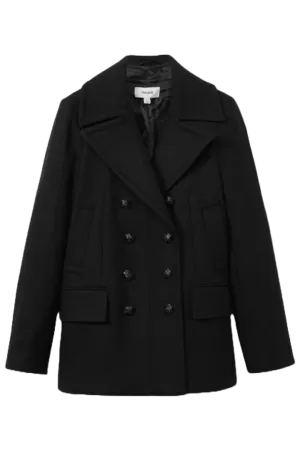 Wool Blend Double Breasted Pea Coat