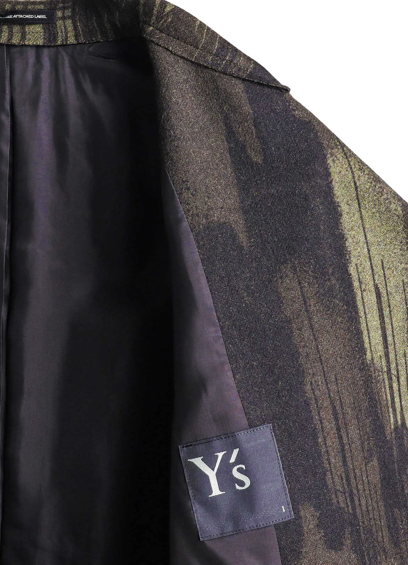 WOOL FLANNEL LOGO SCRIBBLE LEFT FRONT CUT COAT