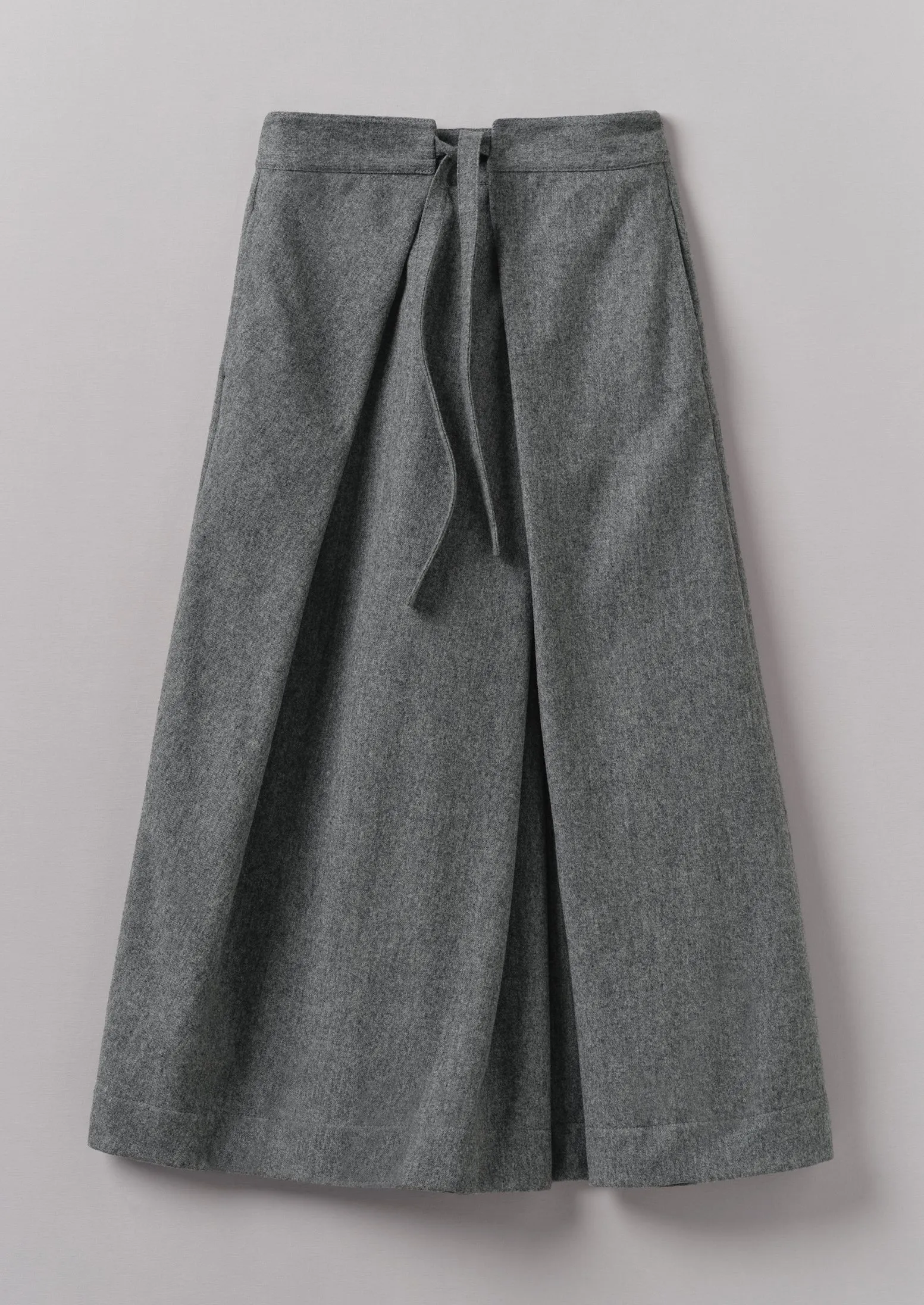 Wool Flannel Tie Front Culottes | Grey Melange