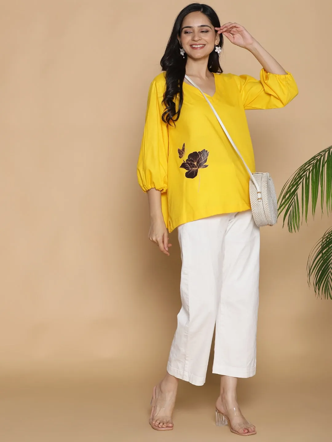 Yellow Rayon Top - WildflowerWhirl