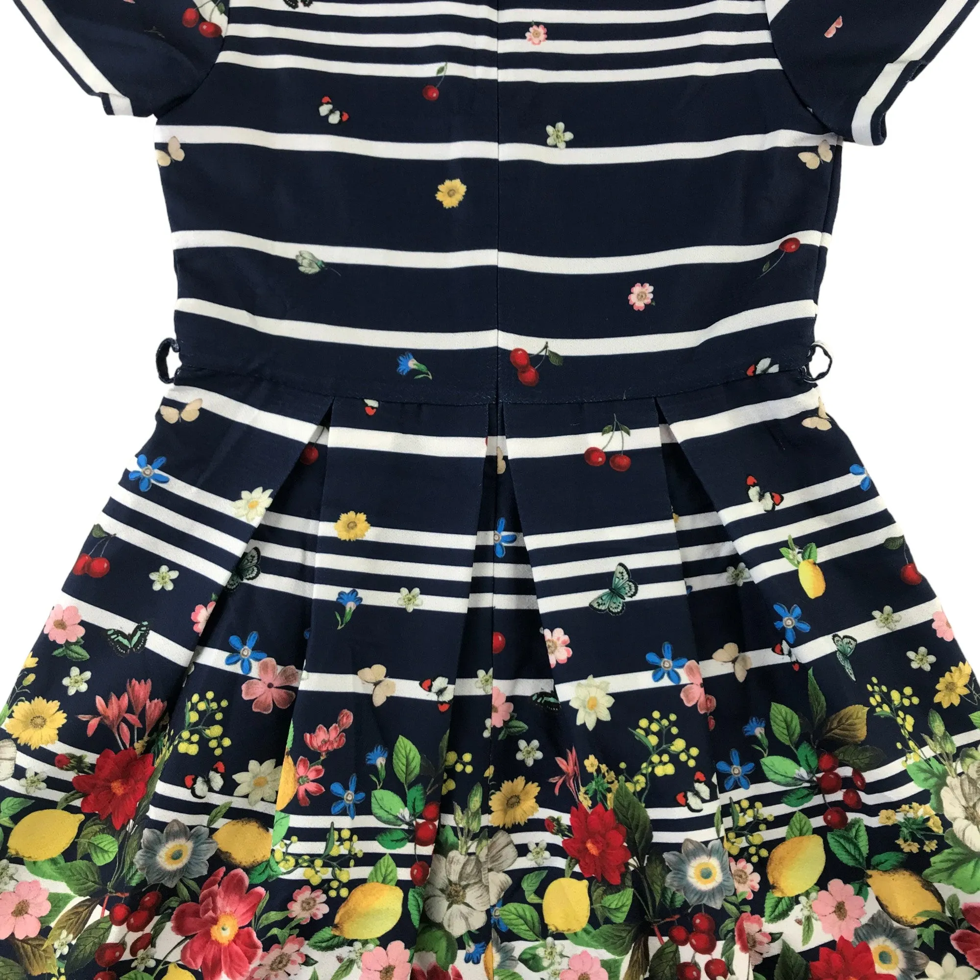 Yumi dress 11-12 years navy blue stripy floral print summery