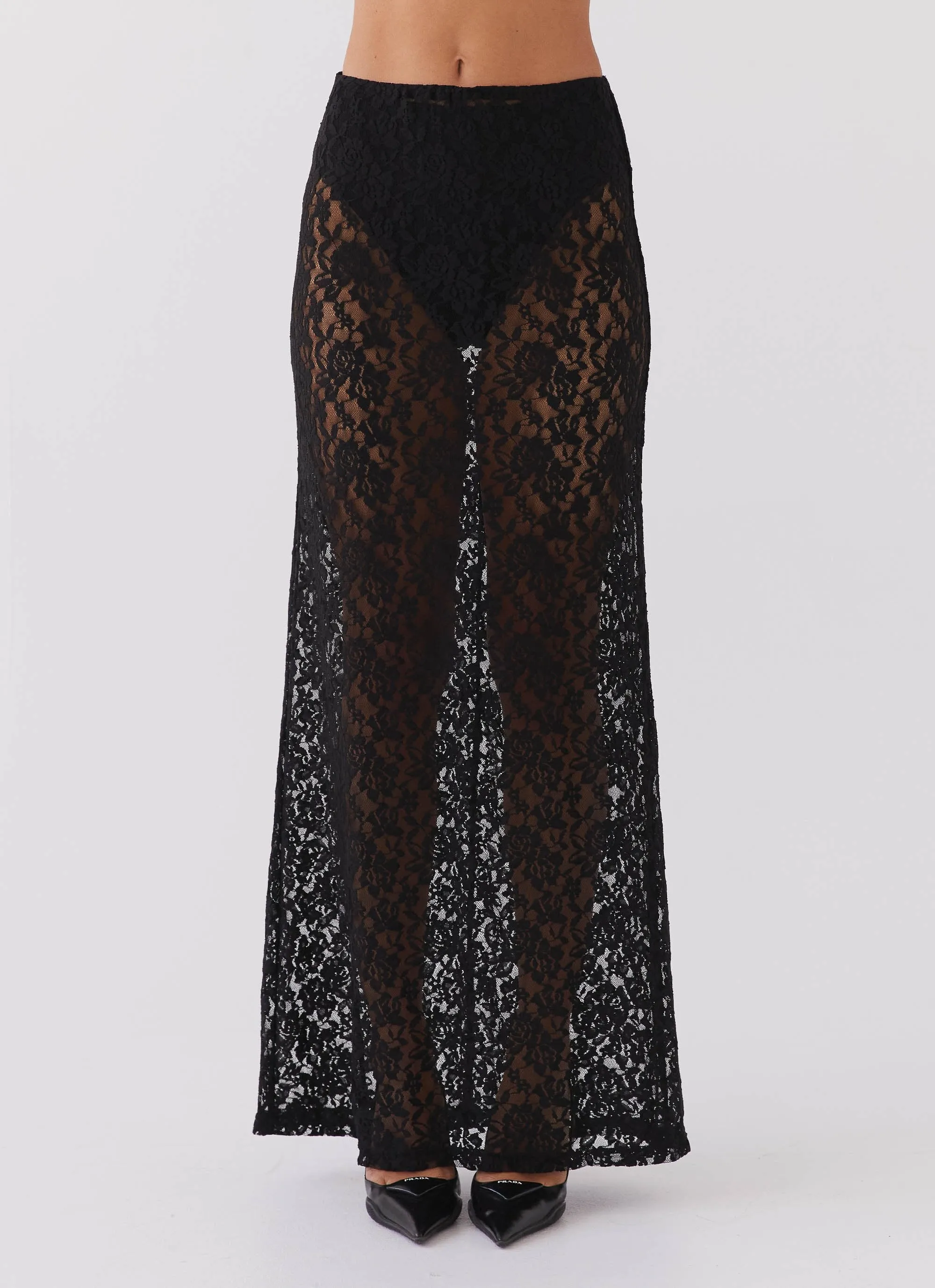 Zephyra Lace Maxi Skirt - Black